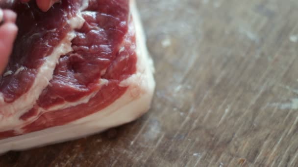 Fresh juicy piece of meat with bacon - Footage, Video
