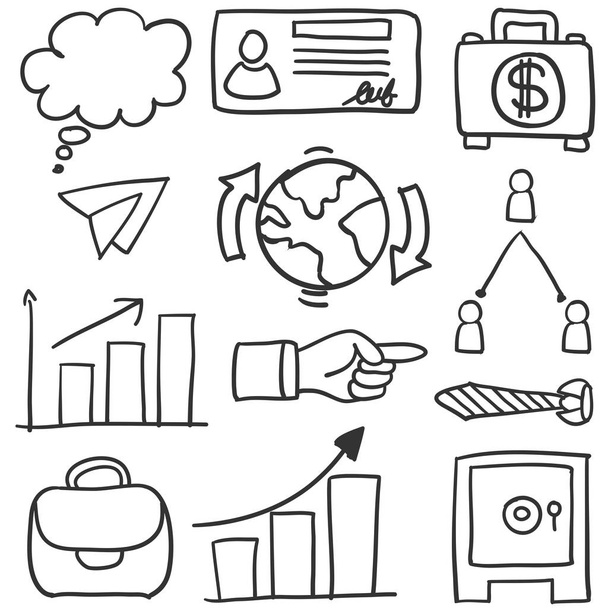Collection of business object doodles - Vector, imagen