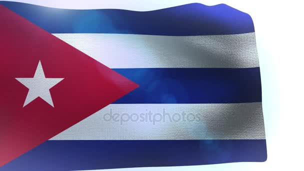 Macha flagą Kuby wiejący wiatr fala - Materiał filmowy, wideo