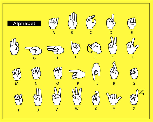Τα άσπρα χέρια κάνουν αλφάβητο νοηματική γλώσσα. - Διάνυσμα, εικόνα