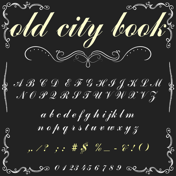 Schriftart Old City Book Vintage-Script Schriftvektorschrift für Etiketten und beliebige Schriftdesigns - Vektor, Bild