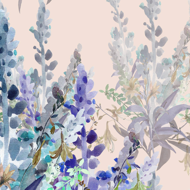 Ilustração aquarela de flores silvestres, pintura sobre um fundo branco e colorido
 - Foto, Imagem
