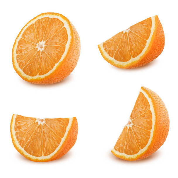 Orange slices set isolated on white background - Fotoğraf, Görsel