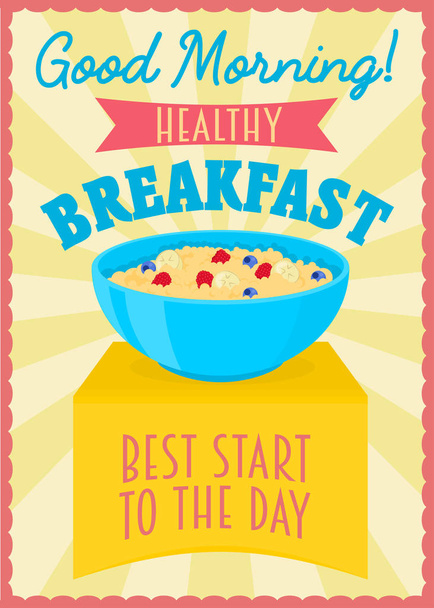 Poster or flyer design concept with healthy breakfast. - Vector, Image