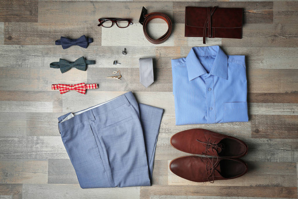 Flat lay set of male clothes - Foto, afbeelding