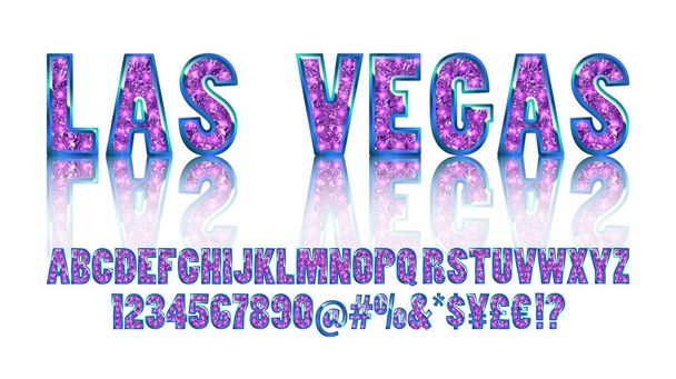 Las Vegas. Altın alfabe Haritayı lambalar ile renk - Vektör, Görsel