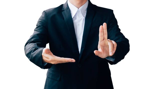 homme d'affaires montrer signe de la main, concept numérique en ligne
  - Photo, image