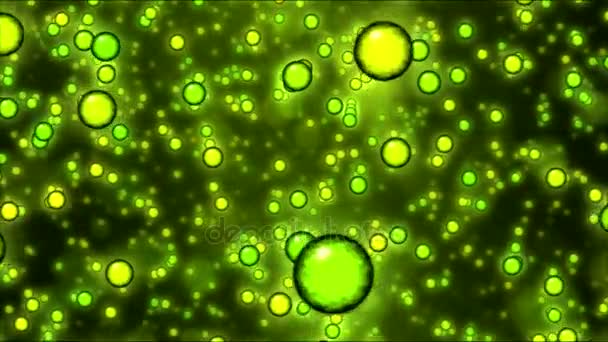 Travel through Orbs and Spheres Animation - Loop Yellow Green - Footage, Video