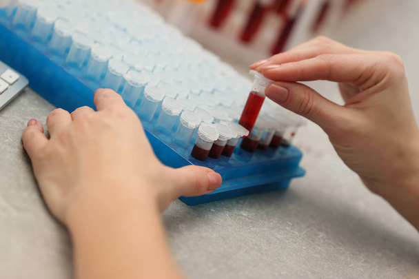 Scientist working with blood samples - Photo, Image