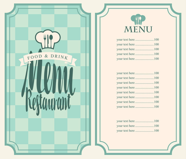 menu for the restaurant with price list and toque - Vector, Imagen