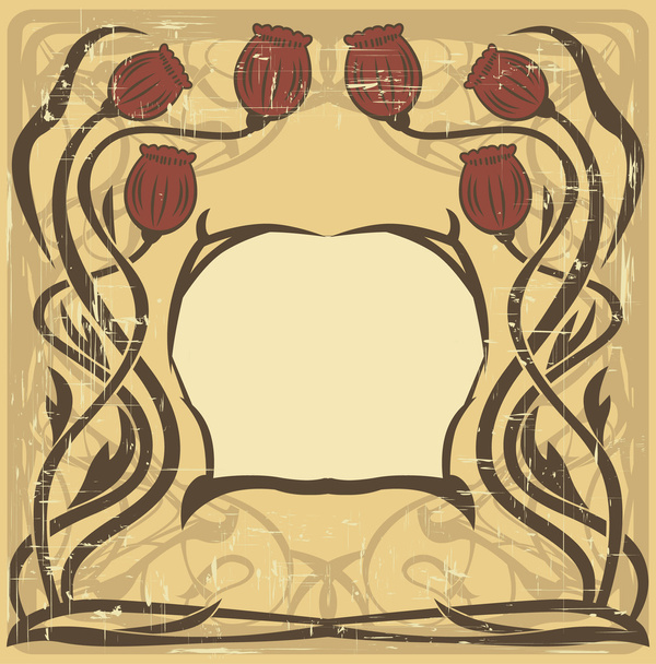Art nouveau frame with the poppies - ベクター画像