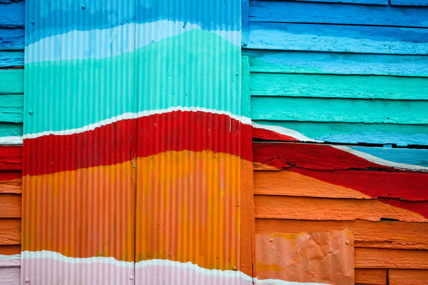 Parede de madeira colorida para fundo
 - Foto, Imagem