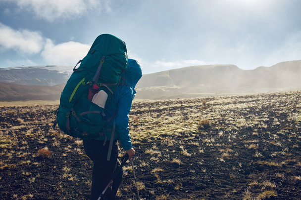 woman hiker in the mountains, Iceland - Fotó, kép