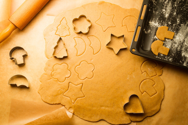 Close-up of homemade gingerbread cookies - Foto, Imagem