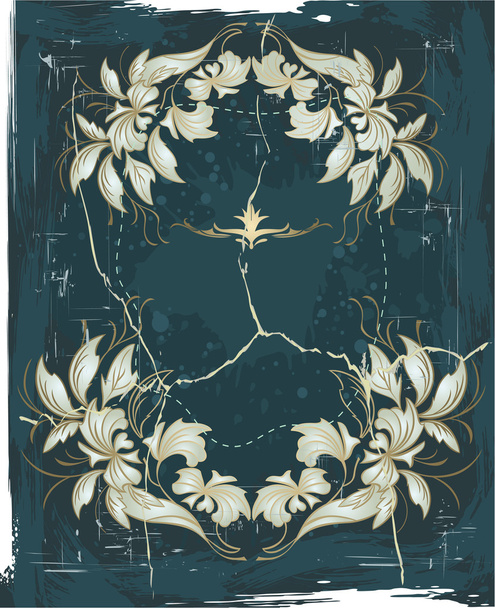 Vintage silver frame with the flowers - Vector, Image