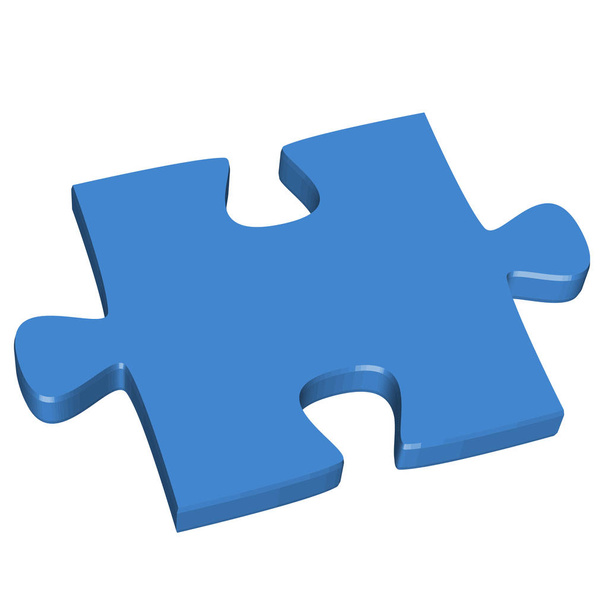 Peça de puzzle 3D azul
 - Vetor, Imagem