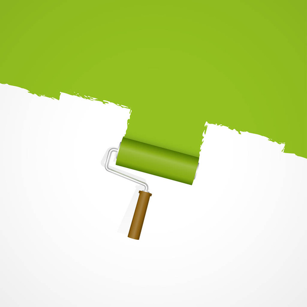 Background paint roller - repainting green - Vector, Image