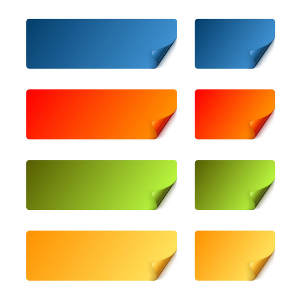 Aufkleber Set mit gebogener Ecke - farbig - Vektor, Bild