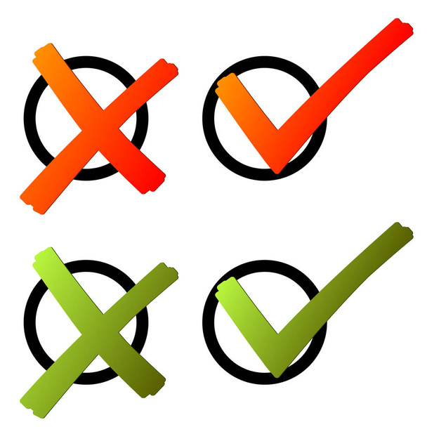 Volby - kříž a háčkem zelená / červená - Vektor, obrázek