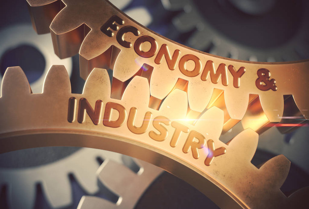Economy And Industry on Golden Cog Gears (en inglés). Ilustración 3D
. - Foto, Imagen