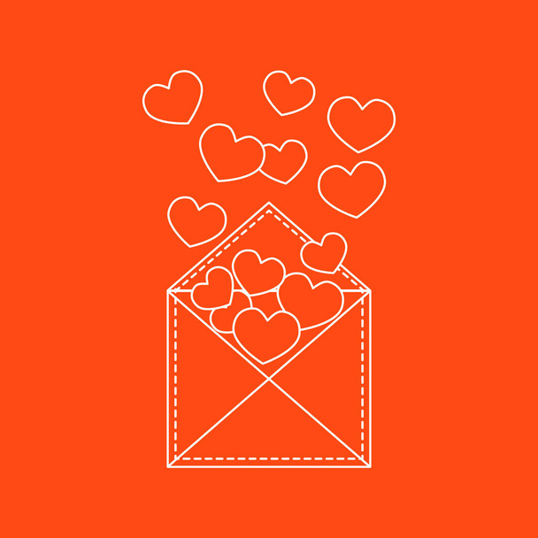 Cute vector illustration of postal envelope with hearts. - Vector, Image