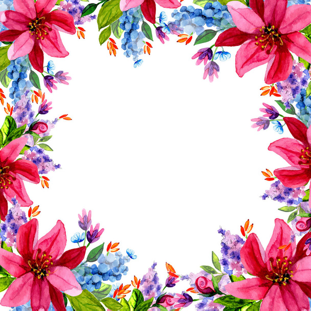 Watercolor flower roses wreath - Vector, Image