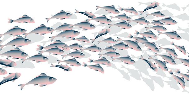 School of fish vector illustration for header, web, print, card  - Vector, Image