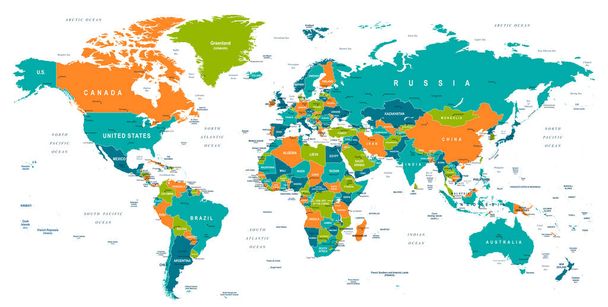 kaart van de wereld - illustratie - Vector, afbeelding