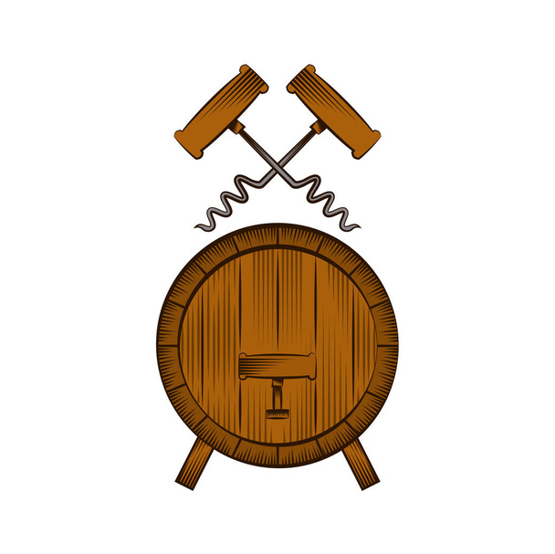barrel and corkscrew - Vector, Image