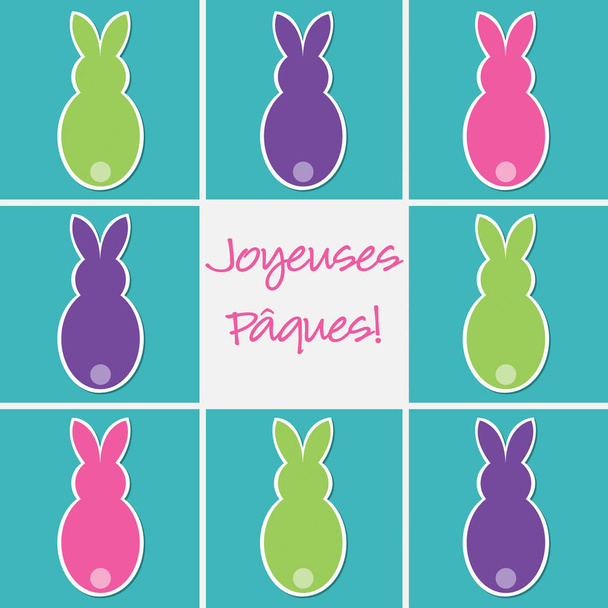 Retro Easter bunny card in vector format. Words translate to "Ha - Vector, Image