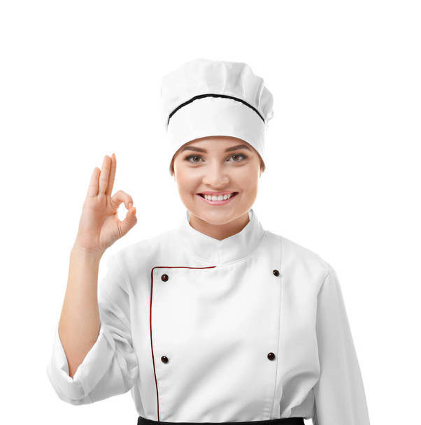 chef showing ok sign   - 写真・画像