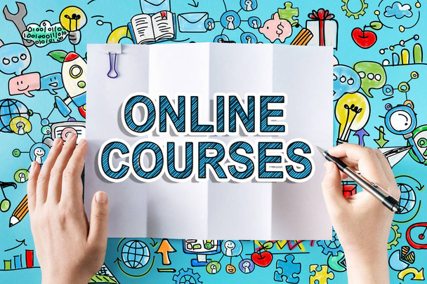 online courses inscription with hands - Fotó, kép