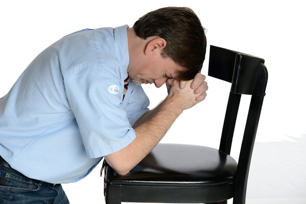 Kneeling man prays - Photo, Image