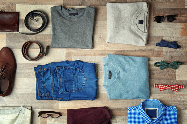 Flat lay set of male clothes - Photo, Image