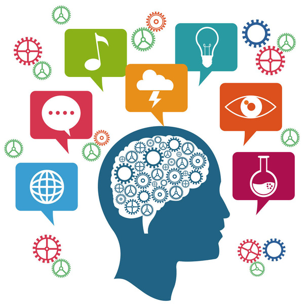 profil baş beyin düşünme yenilik - Vektör, Görsel