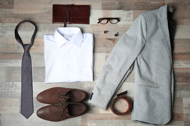 Flat lay set of male clothes - Foto, Imagen