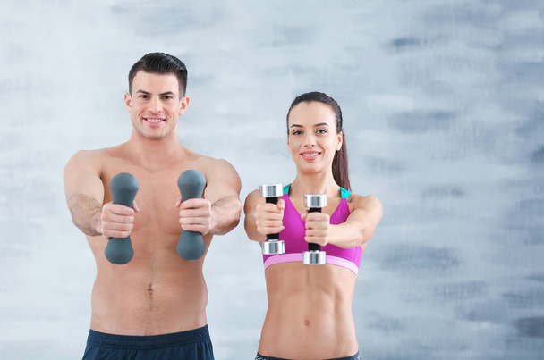 young couple training together - Photo, Image
