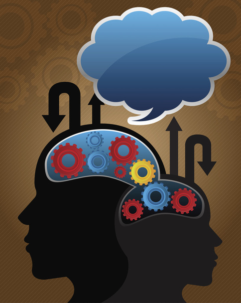 Silhouette image of business mind with cloud on the top - Photo, Image