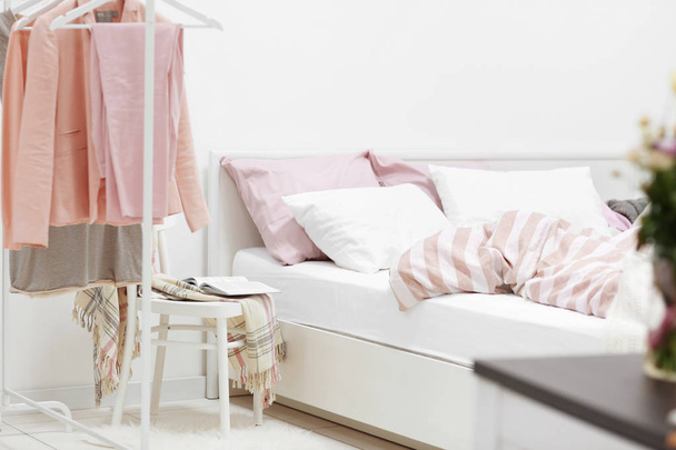 interior with comfortable bed - Foto, Bild