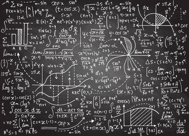Векторный шаблон математического образования с рукописными формулами, задачами
,  - Вектор,изображение
