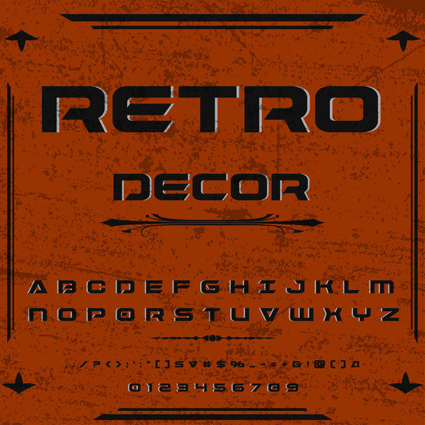 Retro dekor boyalı karakterleri küçük harfe ve elle yazılmış komut dosyası yazı tipi tipografi-alfabe tasarımlarınız için büyük harf fırça yazı tipi komut dosyası yazı tipi ayarla - Vektör, Görsel
