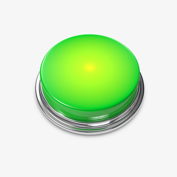 輝く緑の警告ボタン - 写真・画像