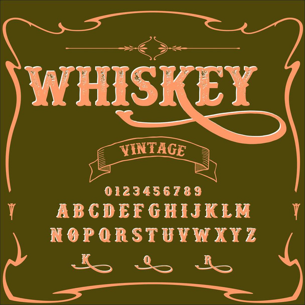 Whiskey-Script Schriftart Vintage Script Schriftvektorschrift für Etiketten und beliebige Schriftdesigns - Vektor, Bild