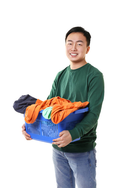man holding box with clothes - Фото, изображение