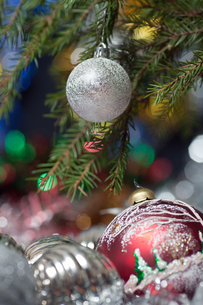 Branch of a fir-tree and New Year's balls - Valokuva, kuva