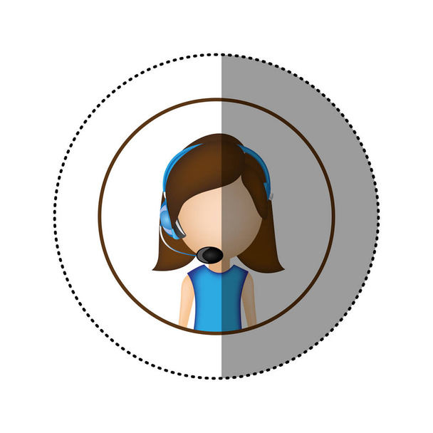 autocollant de couleur de cadre circulaire avec centre d'appel femme
 - Vecteur, image
