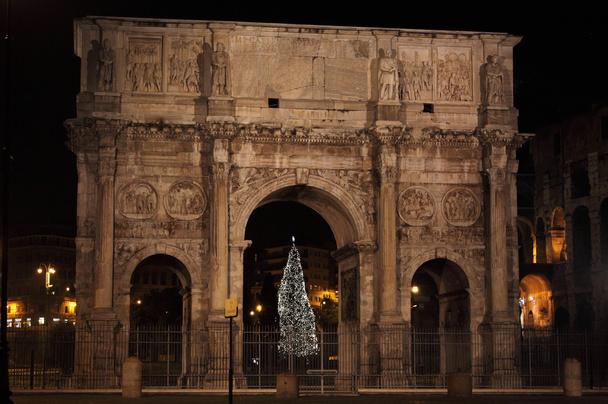 Arch of Constantine by night in Christmas time - Photo, Image