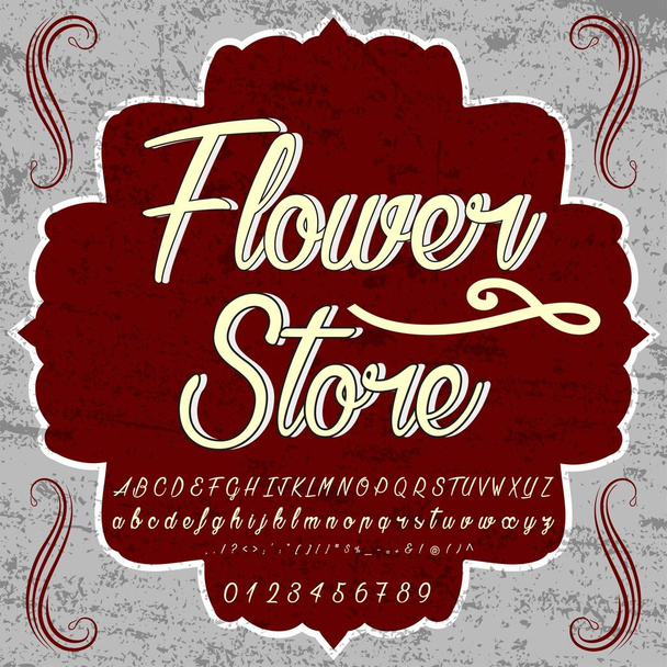 Δέσμη ενεργειών γραμματοσειράς γραμματοσειρά λουλούδι κατάστημα vintage σενάριο γραμματοσειρά διάνυσμα - για-ετικέτες γραμματοσειρά και οποιοδήποτε τύπο - σχέδια - Διάνυσμα, εικόνα