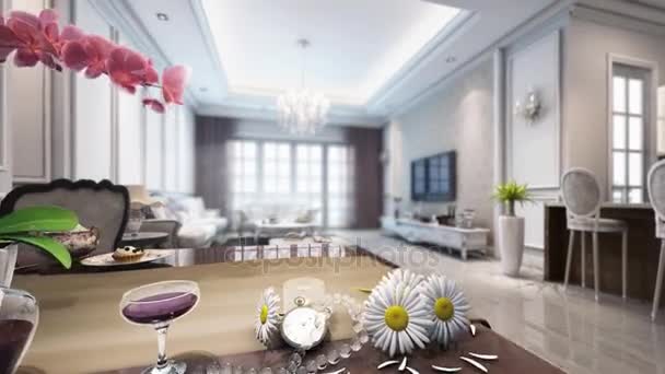 3D animace obývacího pokoje klasického stylu - Záběry, video