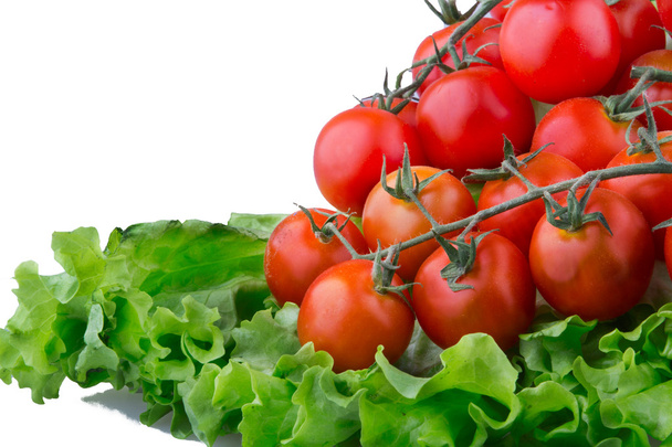 isolierte Tomaten und Lattuce - Foto, Bild